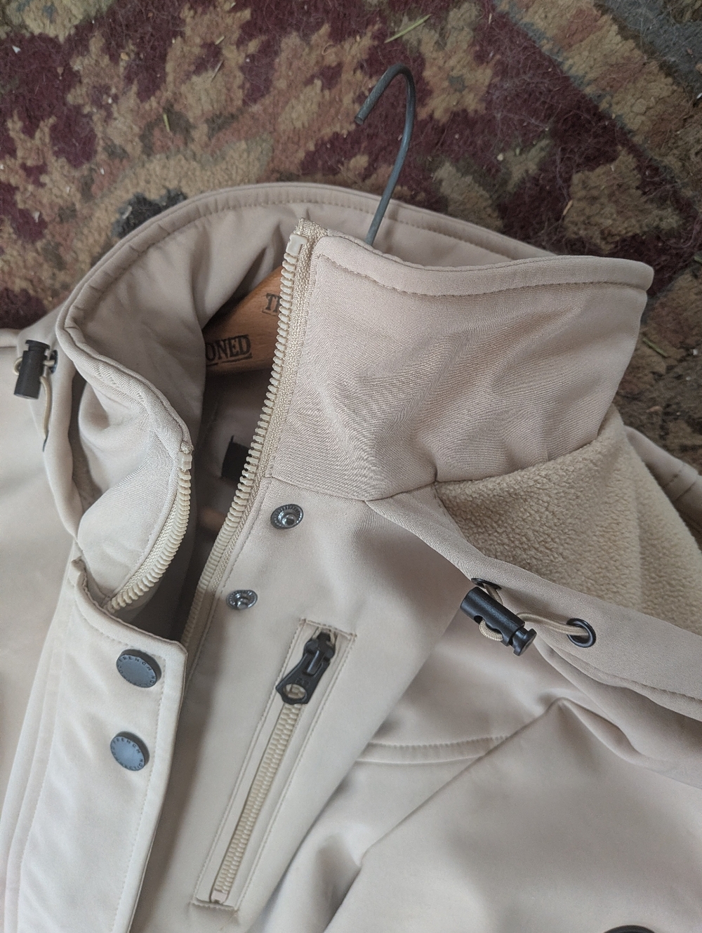 French Connection Softshell Anorak Women’s Hooded Small Khaki - Picture 13 of 16
